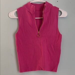 Pink Sleeveless Ribbed Top